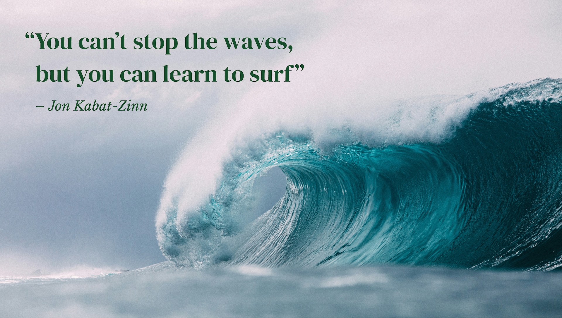 “You can’t stop the waves, but you can learn to surf” - Jon Kabat-Zinn